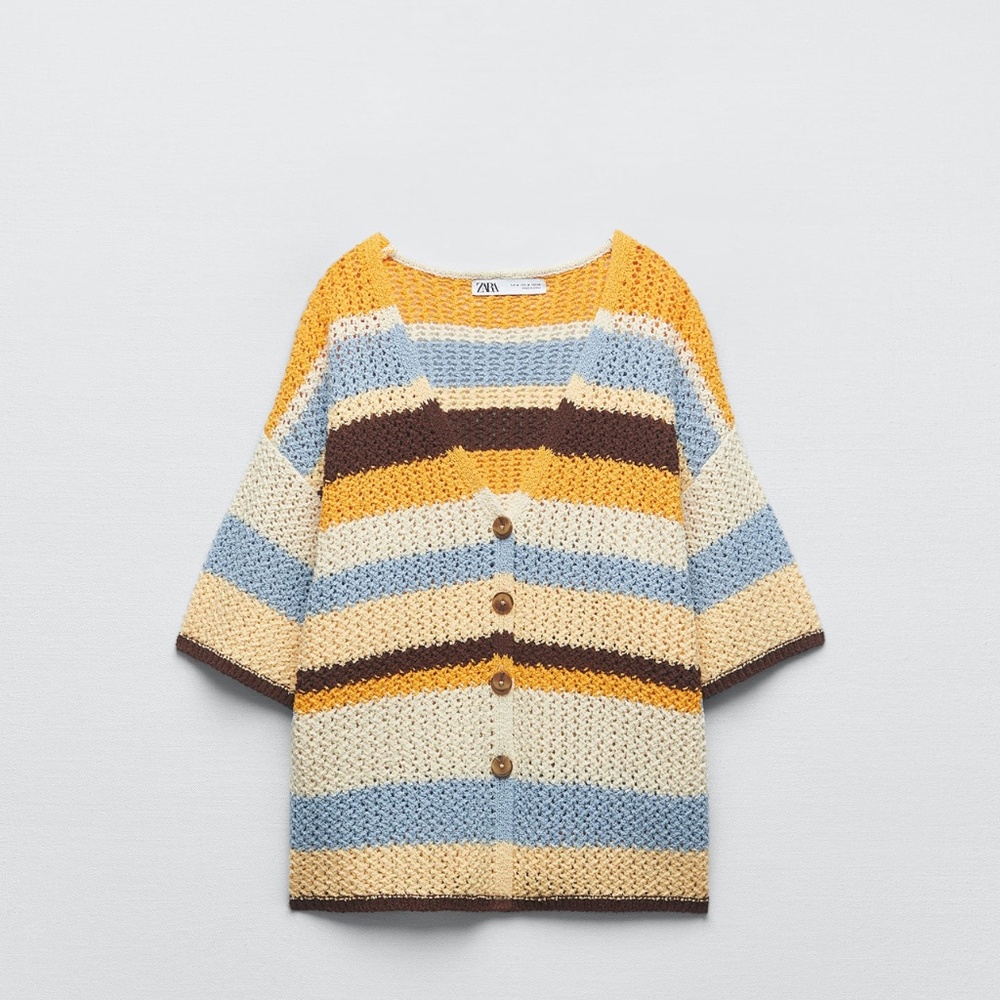 Zara Crochet stripped top size small